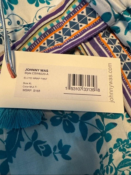 NWT Johnny Was XL Boho Floral Maxi Skirt in Teal & Ivory with Multicolor Border - Picture 2 of 6